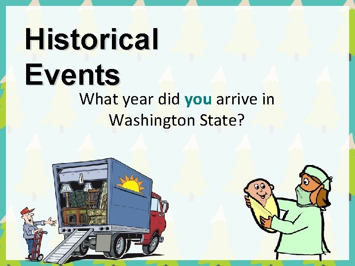 Historical Events What year did you arrive in Washington State? 