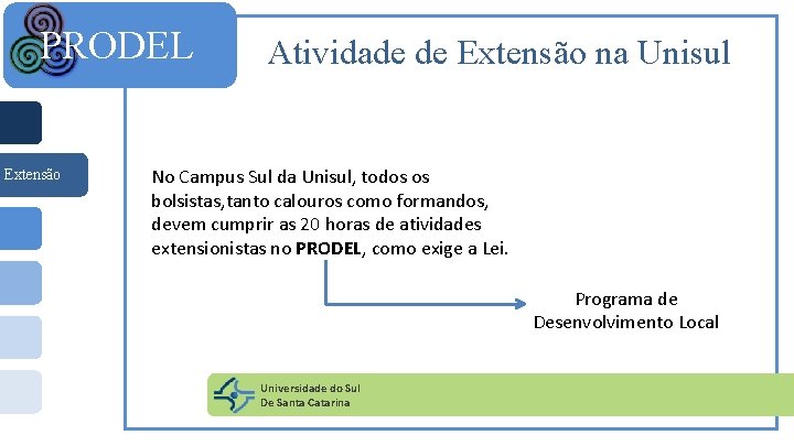 PRODEL Extensão Atividade de Extensão na Unisul No Campus Sul da Unisul, todos os