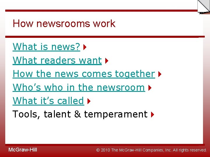 Slide How newsrooms work What is news? What readers want How the news comes