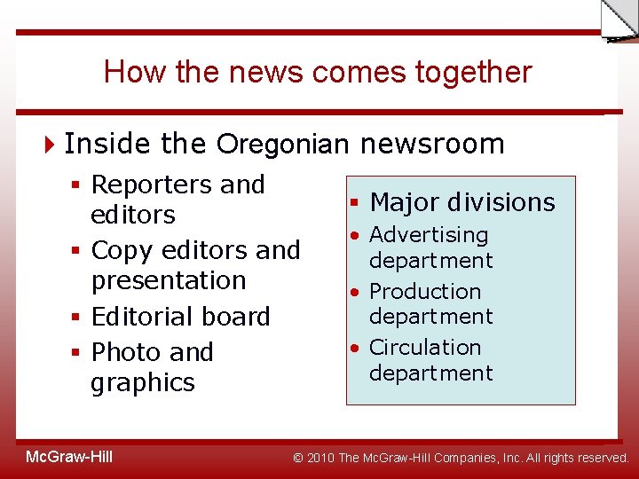 Slide How the news comes together Inside the Oregonian newsroom § Reporters and editors