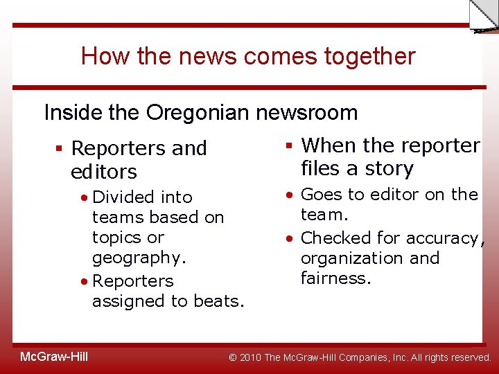 Slide How the news comes together Inside the Oregonian newsroom § When the reporter