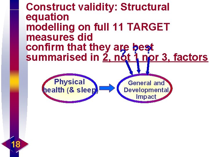 Construct validity: Structural equation modelling on full 11 TARGET measures did confirm that they