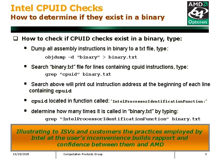 Intel CPUID Checks How to determine if they exist in a binary q How