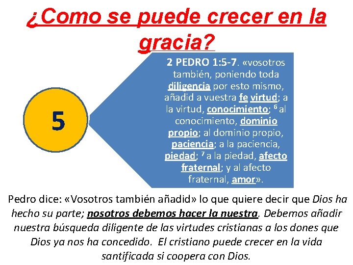 ¿Como se puede crecer en la gracia? 2 PEDRO 1: 5 -7. «vosotros 5 ¿Como se puede crecer en la gracia? 2 PEDRO 1: 5 -7. «vosotros 5