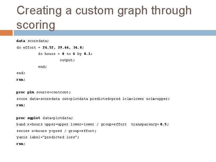 Creating a custom graph through scoring data scoredata; do effort = 24. 52, 29.