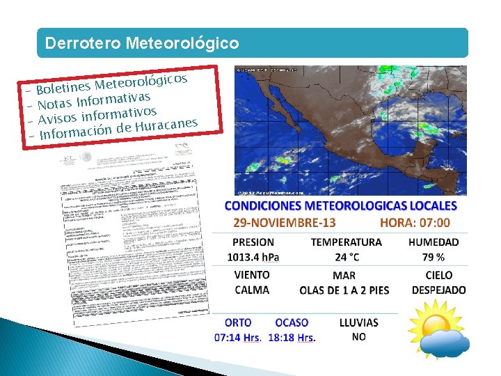 Derrotero Meteorológicos o r o e t e M s e - Boletin mativas Derrotero Meteorológicos o r o e t e M s e - Boletin mativas