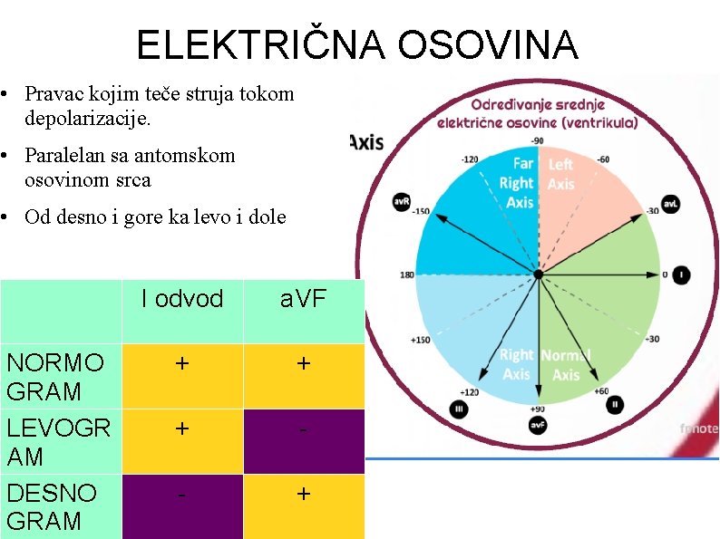 ELEKTRIČNA OSOVINA • Pravac kojim teče struja tokom depolarizacije. • Paralelan sa antomskom osovinom ELEKTRIČNA OSOVINA • Pravac kojim teče struja tokom depolarizacije. • Paralelan sa antomskom osovinom