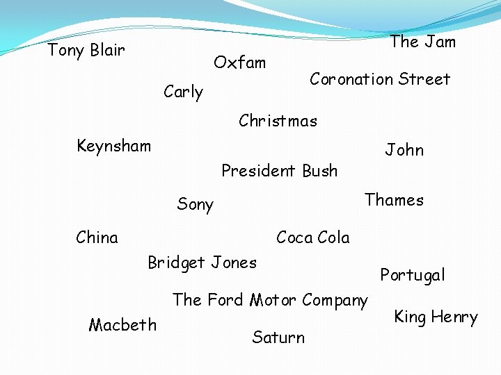 Tony Blair The Jam Oxfam Coronation Street Carly Christmas Keynsham John President Bush Thames