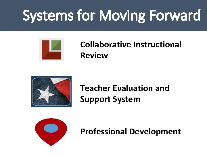 Systems for Moving Forward Collaborative Instructional Review Teacher Evaluation and Support System Professional Development
