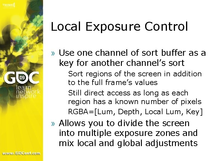 Local Exposure Control » Use one channel of sort buffer as a key for Local Exposure Control » Use one channel of sort buffer as a key for