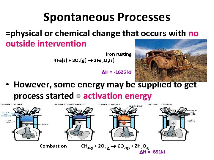 Spontaneous Processes =physical or chemical change that occurs with no outside intervention Iron rusting