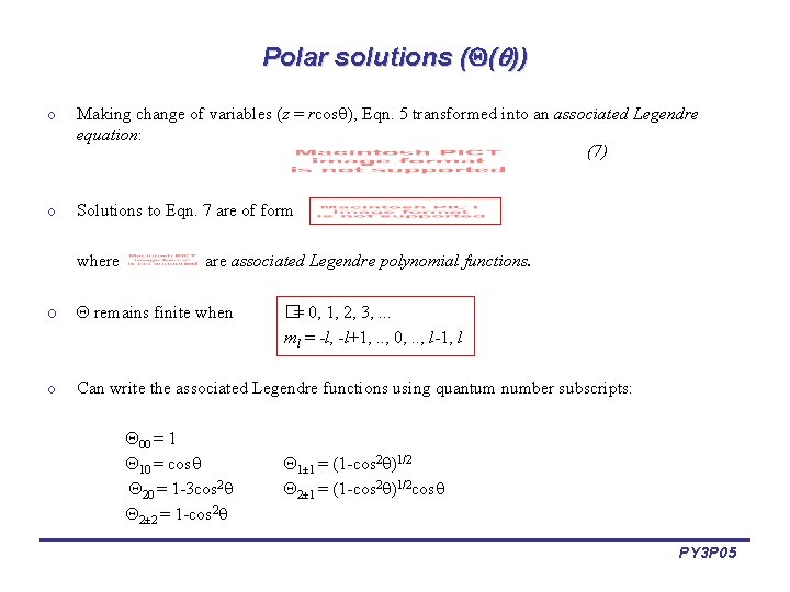 Polar solutions ( ( )) o Making change of variables (z = rcos ,