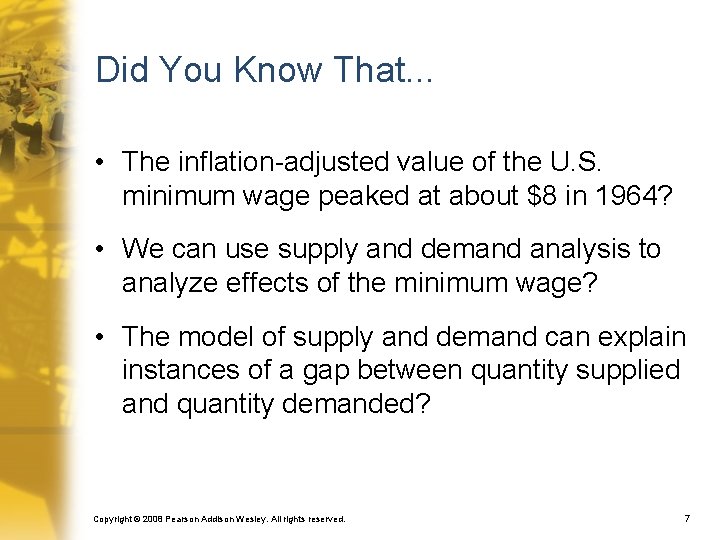 Did You Know That. . . • The inflation-adjusted value of the U. S.