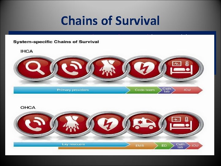 Chains of Survival 2015 (New): Separate Chains of Survival (Figure 4) have been recommended