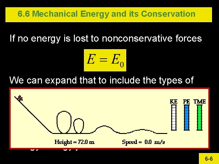 6. 6 Mechanical Energy and its Conservation If no energy is lost to nonconservative 6. 6 Mechanical Energy and its Conservation If no energy is lost to nonconservative