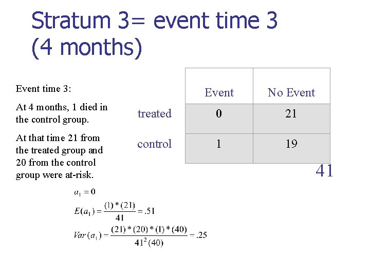 Stratum 3= event time 3 (4 months) Event time 3: At 4 months, 1