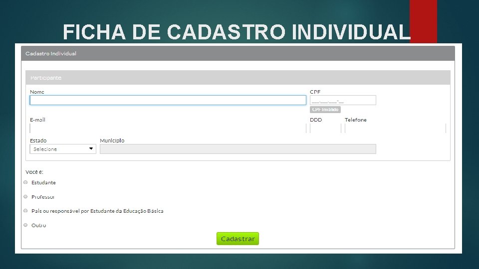 FICHA DE CADASTRO INDIVIDUAL 