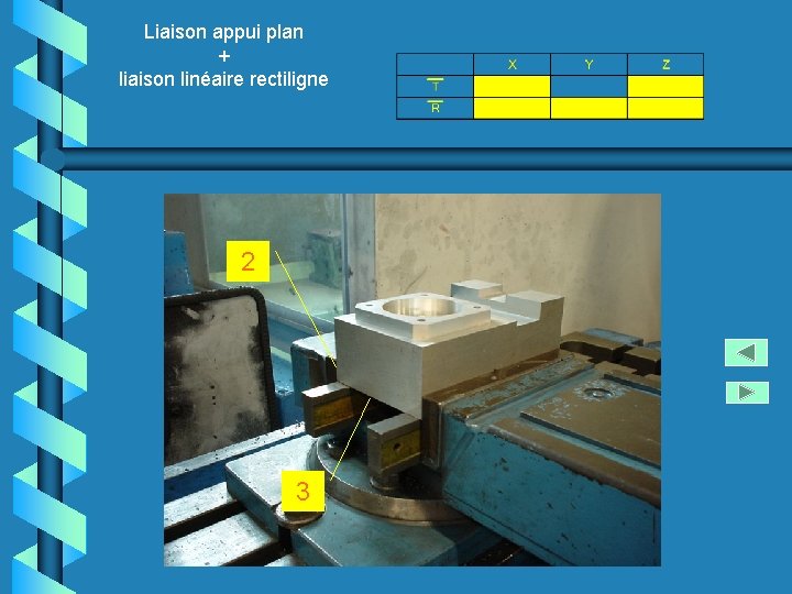 Liaison appui plan + liaison linéaire rectiligne 2 3 