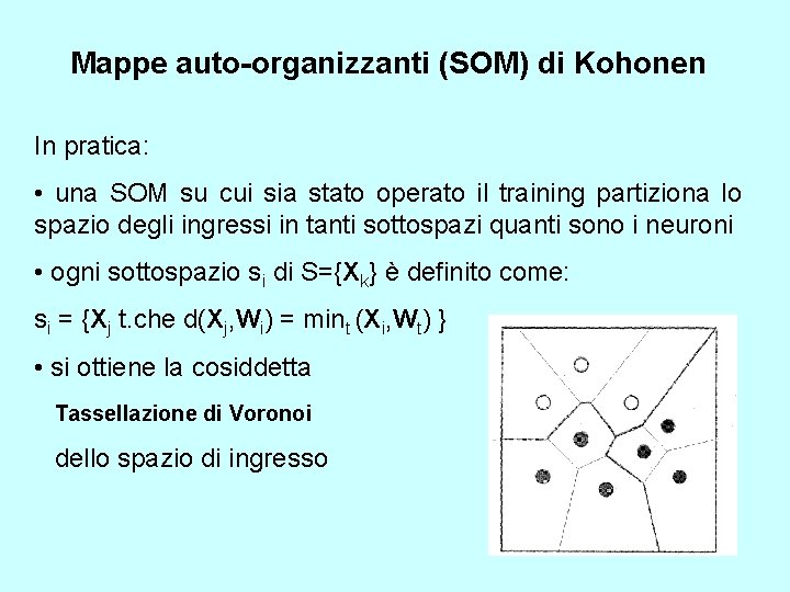 Mappe auto-organizzanti (SOM) di Kohonen In pratica: • una SOM su cui sia stato