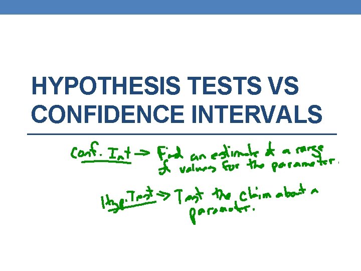HYPOTHESIS TESTS VS CONFIDENCE INTERVALS 