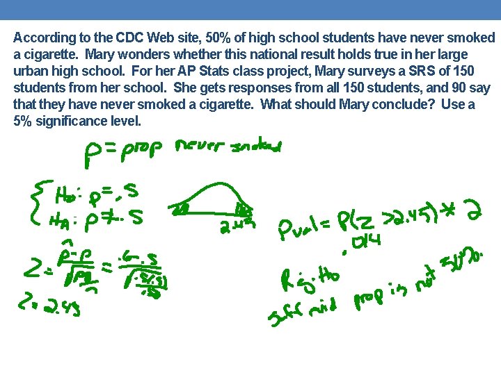 According to the CDC Web site, 50% of high school students have never smoked