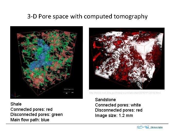 3 -D Pore space with computed tomography http: //www. netl. doe. gov/newsroom/labnotes/2010/11 -2010. html