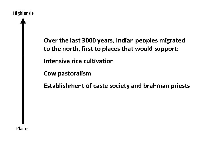 Highlands Over the last 3000 years, Indian peoples migrated to the north, first to