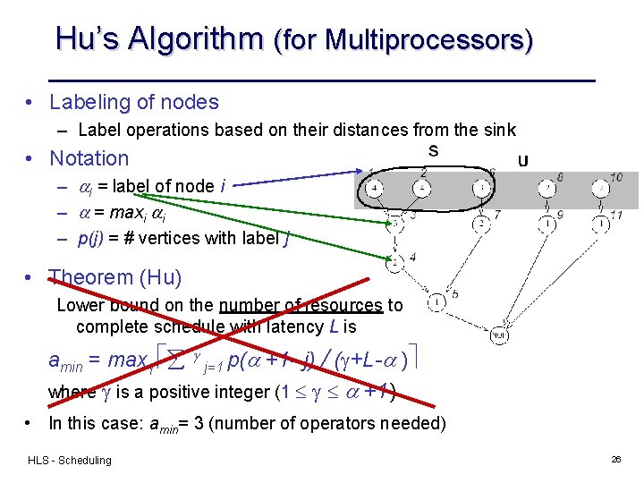 Hu’s Algorithm (for Multiprocessors) • Labeling of nodes – Label operations based on their Hu’s Algorithm (for Multiprocessors) • Labeling of nodes – Label operations based on their