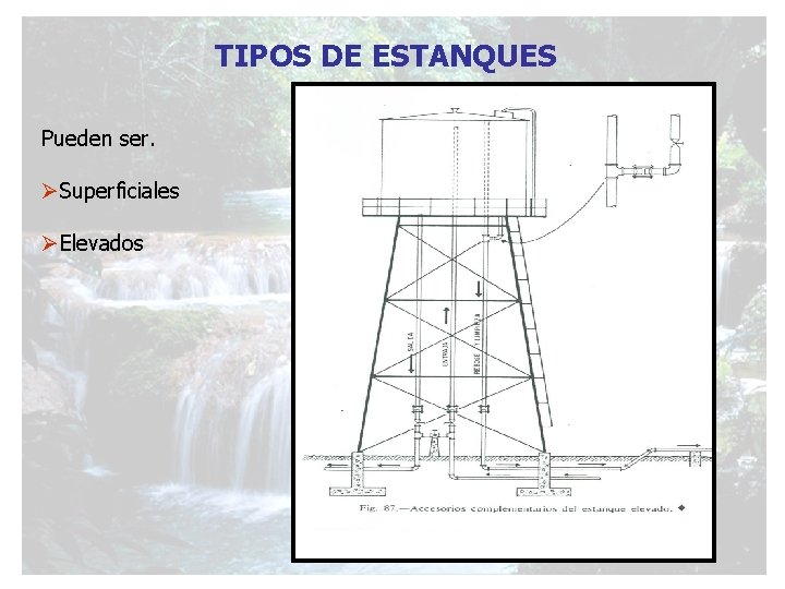 TIPOS DE ESTANQUES Pueden ser. ØSuperficiales ØElevados 