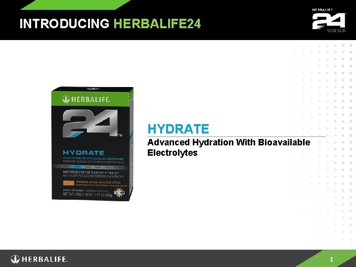 INTRODUCING HERBALIFE 24 HYDRATE Advanced Hydration With Bioavailable Electrolytes 1 