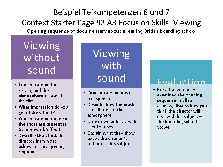 Beispiel Teikompetenzen 6 und 7 Context Starter Page 92 A 3 Focus on Skills: