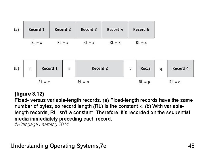 (figure 8. 12) Fixed- versus variable-length records. (a) Fixed-length records have the same number (figure 8. 12) Fixed- versus variable-length records. (a) Fixed-length records have the same number