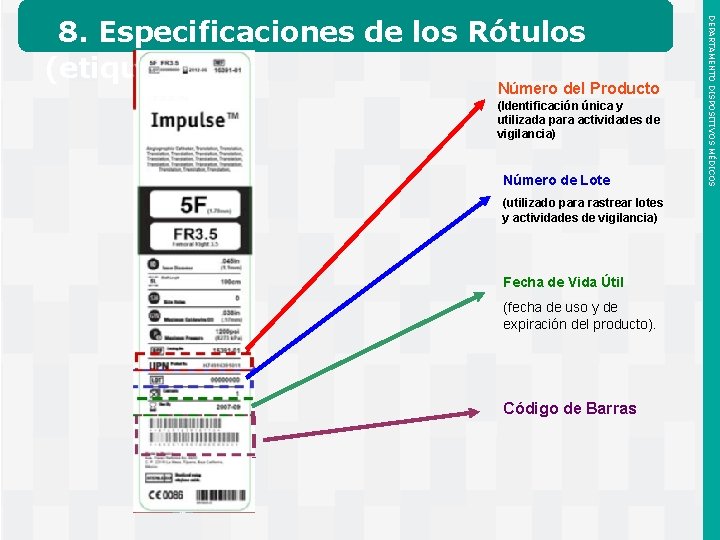 Número del Producto (Identificación única y utilizada para actividades de vigilancia) Número de Lote