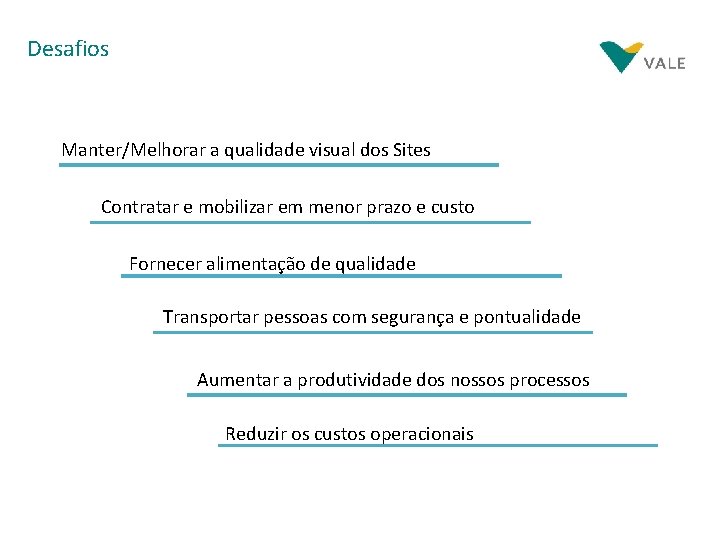 Desafios Manter/Melhorar a qualidade visual dos Sites Contratar e mobilizar em menor prazo e