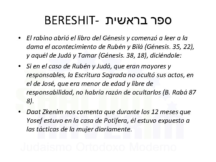 BERESHIT- ספר בראשית • El rabino abrió el libro del Génesis y comenzó a