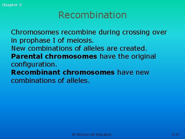 Chapter 3 Recombination Chromosomes recombine during crossing over in prophase I of meiosis. New Chapter 3 Recombination Chromosomes recombine during crossing over in prophase I of meiosis. New