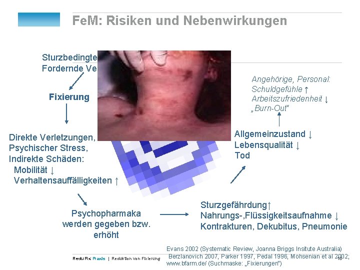 Fe. M: Risiken und Nebenwirkungen Sturzbedingte Verletzungsgefahr Fordernde Verhaltensweisen Fixierung Direkte Verletzungen, Tod, Psychischer