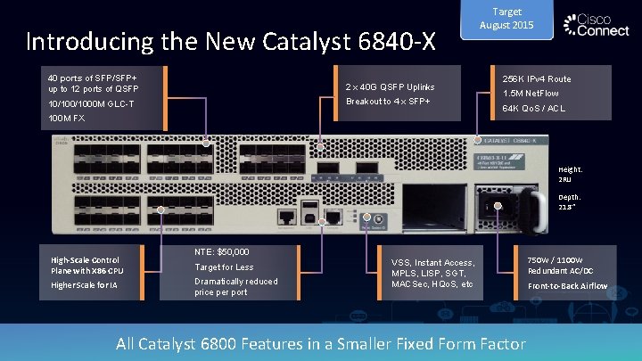 Introducing the New Catalyst 6840 -X 40 ports of SFP/SFP+ up to 12 ports