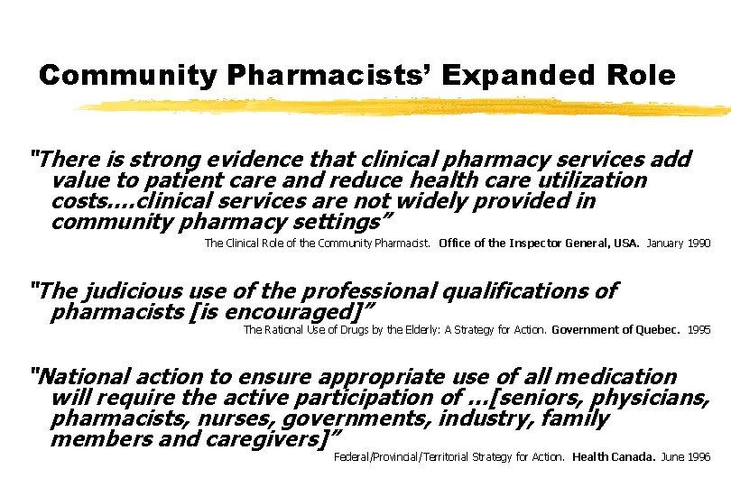 Community Pharmacists’ Expanded Role “There is strong evidence that clinical pharmacy services add value