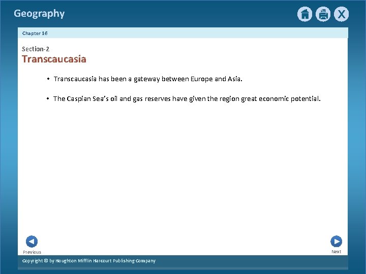 Geography Chapter 16 Section-2 Transcaucasia • Transcaucasia has been a gateway between Europe and Geography Chapter 16 Section-2 Transcaucasia • Transcaucasia has been a gateway between Europe and
