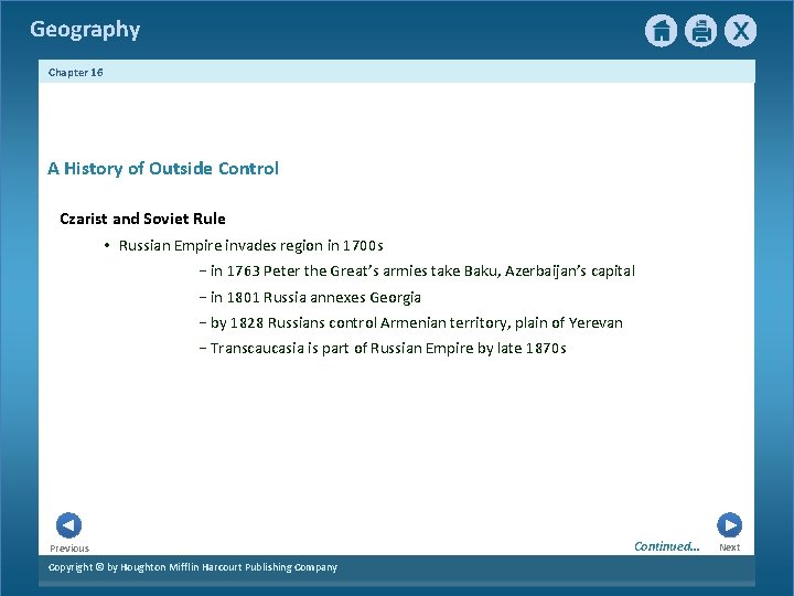 Geography Chapter 16 A History of Outside Control Czarist and Soviet Rule • Russian Geography Chapter 16 A History of Outside Control Czarist and Soviet Rule • Russian