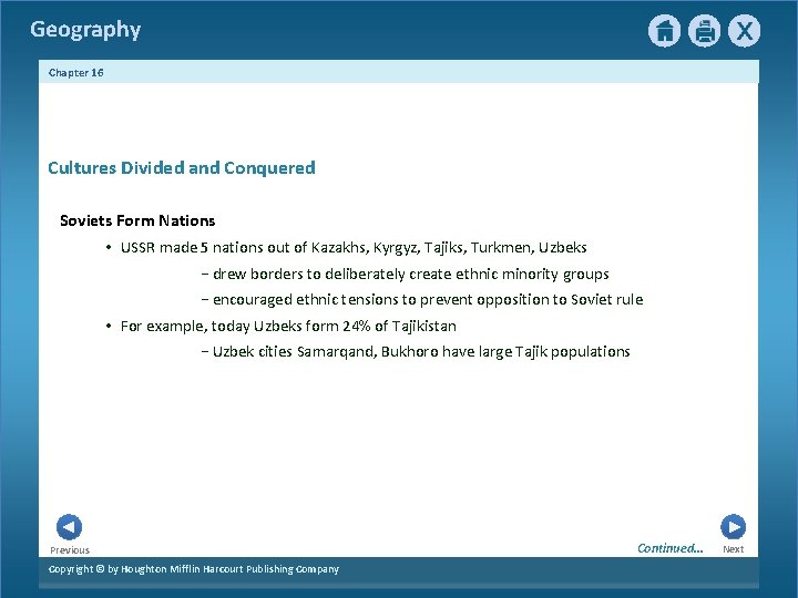 Geography Chapter 16 Cultures Divided and Conquered Soviets Form Nations • USSR made 5 Geography Chapter 16 Cultures Divided and Conquered Soviets Form Nations • USSR made 5
