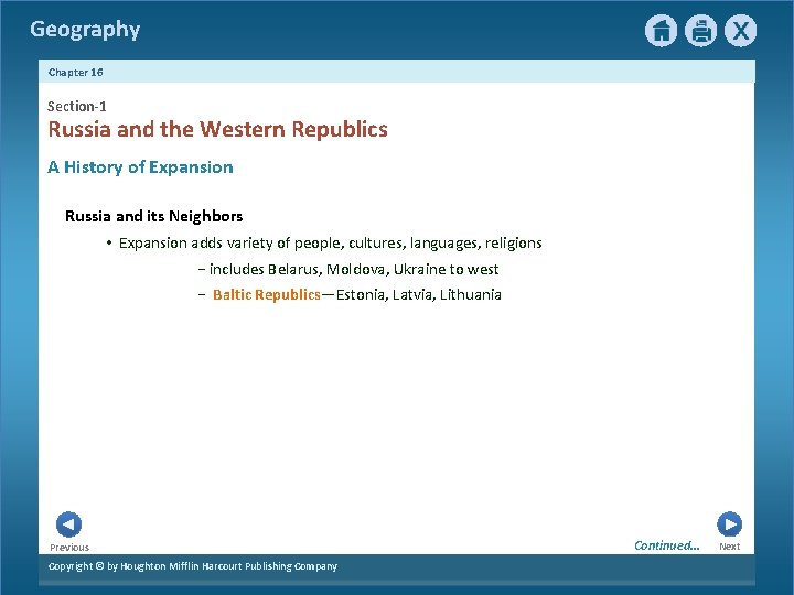 Geography Chapter 16 Section-1 1 Russia and the Western Republics A History of Expansion Geography Chapter 16 Section-1 1 Russia and the Western Republics A History of Expansion