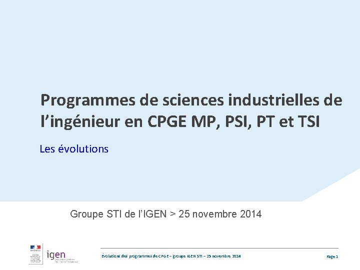 Programmes de sciences industrielles de l’ingénieur en CPGE MP, PSI, PT et TSI Les
