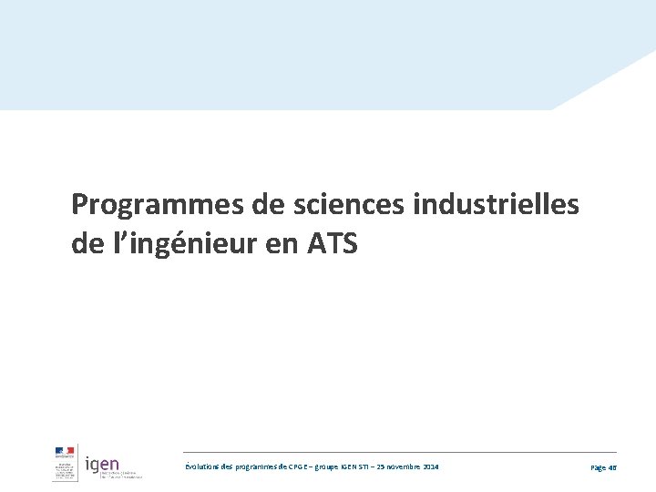 Programmes de sciences industrielles de l’ingénieur en ATS Évolutions des programmes de CPGE –