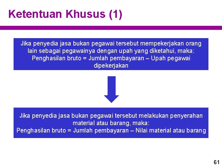 Ketentuan Khusus (1) Jika penyedia jasa bukan pegawai tersebut mempekerjakan orang lain sebagai pegawainya