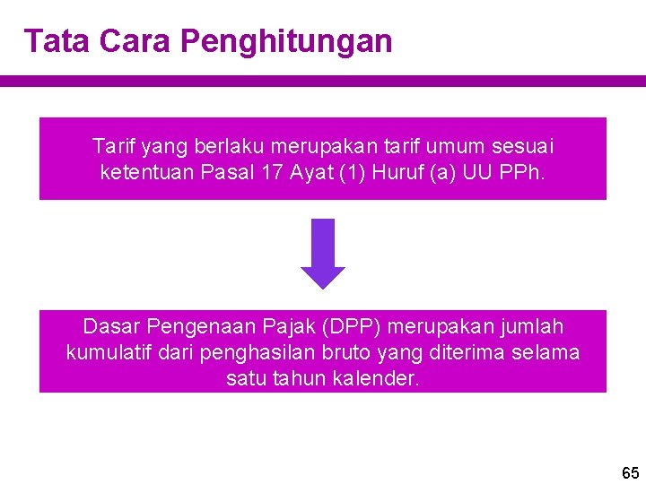 Tata Cara Penghitungan Tarif yang berlaku merupakan tarif umum sesuai ketentuan Pasal 17 Ayat