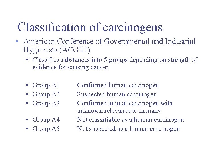 W 507 Types of health effects Types of