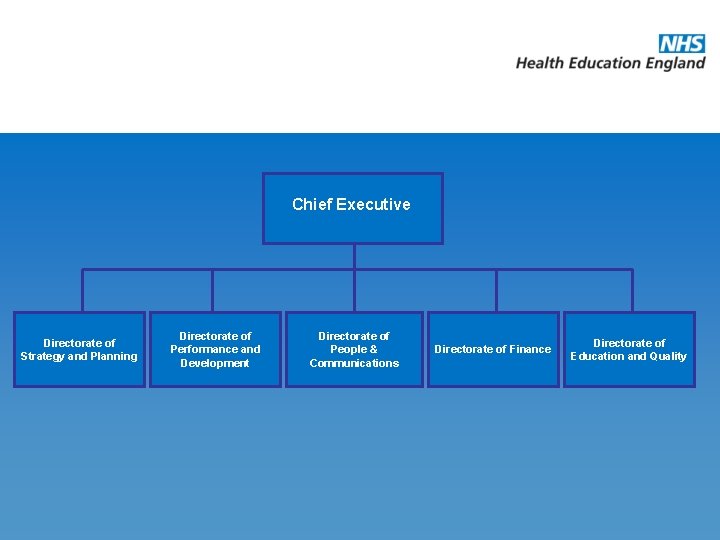Chief Executive Directorate of Strategy and Planning Directorate of Performance and Development Directorate of