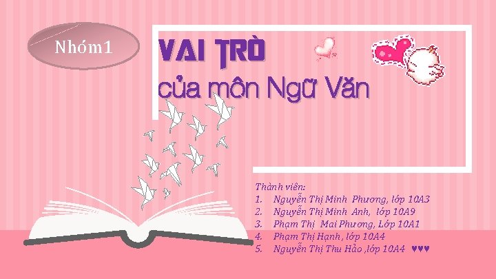 Nhóm 1 Vai trò của môn Ngữ Văn Thành viên: 1. Nguyễn Thị Minh